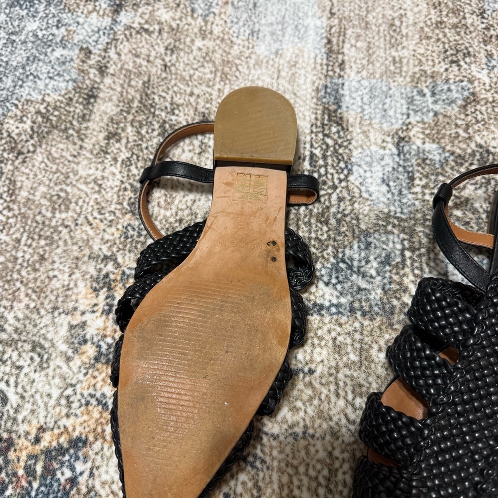 Angel Alarcon Black Woven Leather Women’s Sandals - Picture 4 of 6